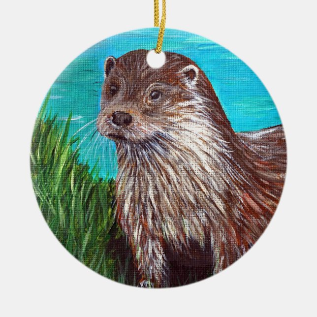 Décoration En Céramique Otter par une peinture fluviale (Devant)