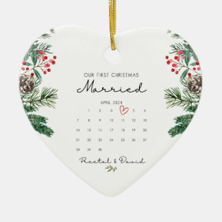 Décoration En Céramique Our première Christmas Married Ornament