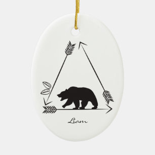 Décoration En Céramique Ours amérindien personnalisé dans l'ornement de No