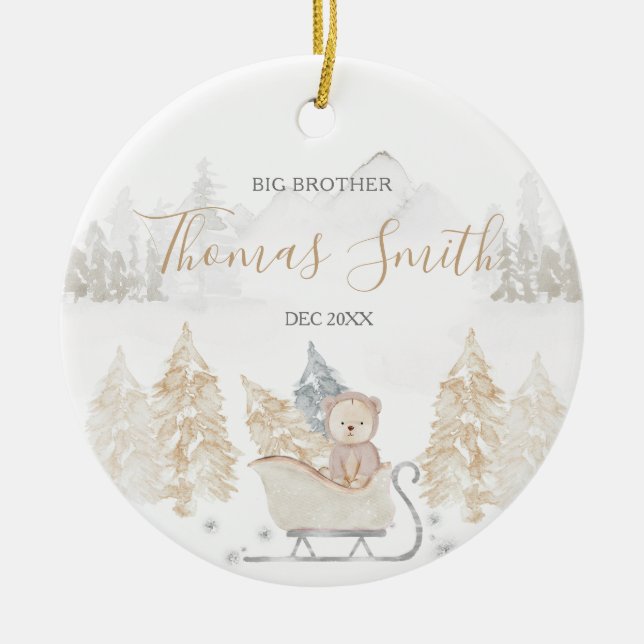 Décoration En Céramique Ours Big Brother Winter Woodland Mountain Ceramic (Devant)