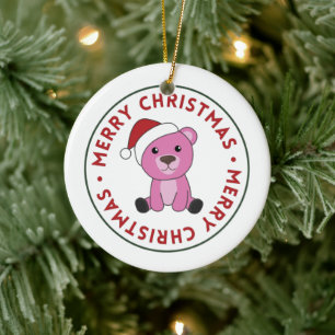 Décoration En Céramique Ours colorés Joyeux Noël Animaux d'hiver Ours
