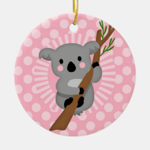 Décoration En Céramique Ours de koala mignon - fille grise rose