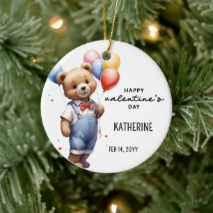 Décoration En Céramique Ours en aquarelle personnalisé pour la Saint-Valen