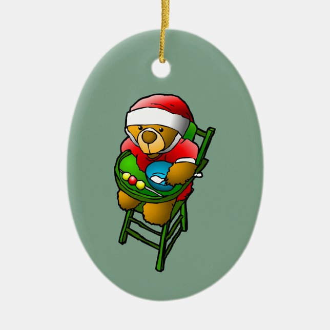 Décoration En Céramique Ours en peluche de Noël (Devant)