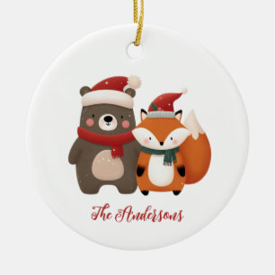 Décoration En Céramique Ours et renard mignons de Noël/hiver