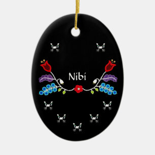 Décoration En Céramique Ours Floral Ojibwe Personnalisé