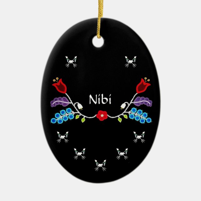 Décoration En Céramique Ours Floral Ojibwe Personnalisé (Devant)