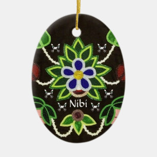 Décoration En Céramique Ours floral Ojibwe personnalisé et flèches