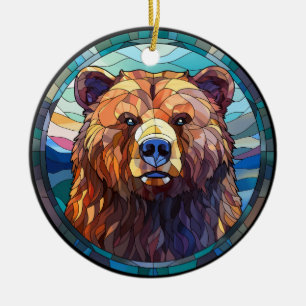 Décoration En Céramique Ours grizzli en verre doux