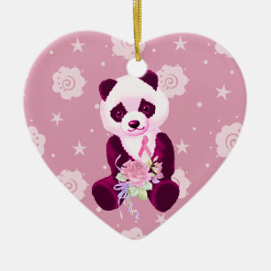 Décoration En Céramique Ours panda de cancer du sein