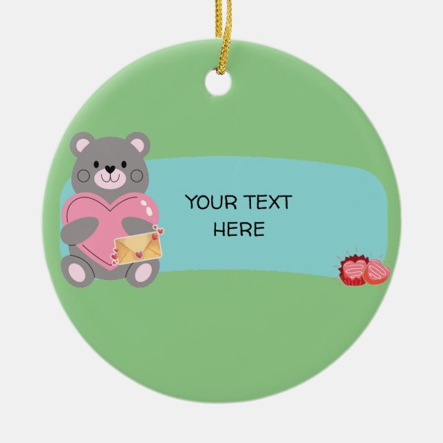 DÉCORATION EN CÉRAMIQUE OURS PERSONNALISABLE (Devant)