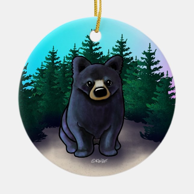 Décoration En Céramique Ourson d'ours noir  (Devant)