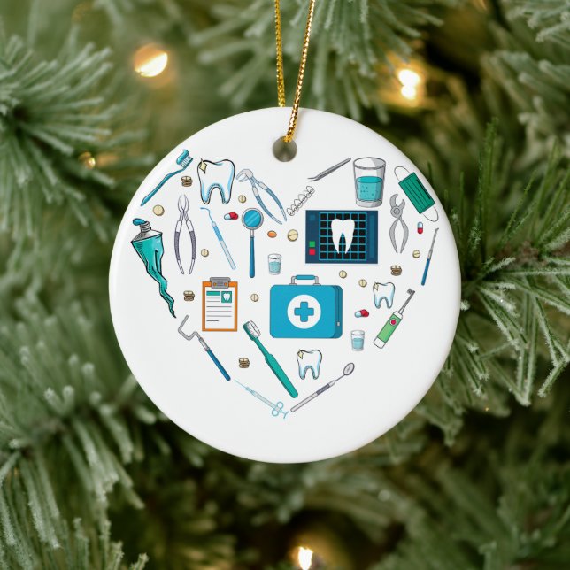 Décoration En Céramique Outil dentaire amusant Coeur (Arbre)