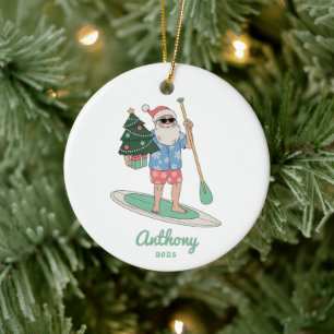 Décoration En Céramique Paddle Board Père Noël Noël