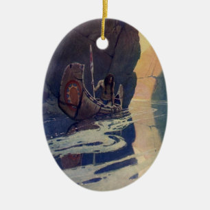 Décoration En Céramique Pagaie de Canoë Indien Vintage Ensoleillement Clas