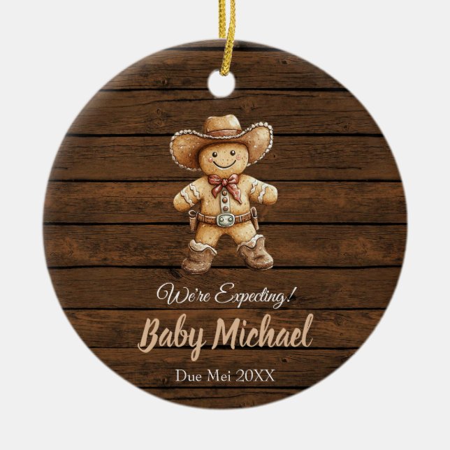 Décoration En Céramique Pain d'épices rustique en bois Nous nous attendons (Devant)