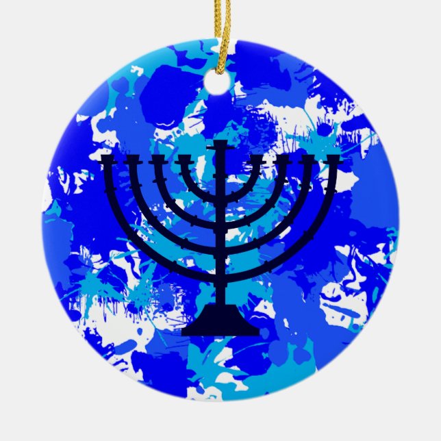 Décoration En Céramique Paint Splatter Menorah (Devant)