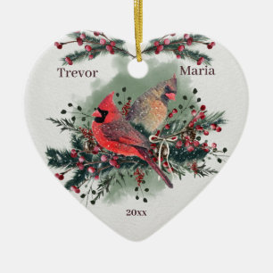 Décoration En Céramique Pair des Cardinaux 1er Noël ensemble