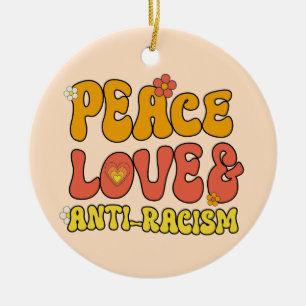 Décoration En Céramique Paix Amour et Antiracisme