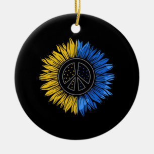Décoration En Céramique Paix en Ukraine Tournesol TShirt pour les femmes U