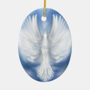 Décoration En Céramique Paix Noël Fêtes Nouvel An Dove Carte Plat