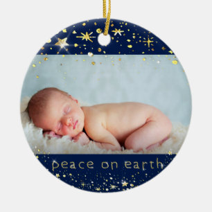 Décoration En Céramique Paix sur Noël du bébé de l'étoile 2-Sided de l