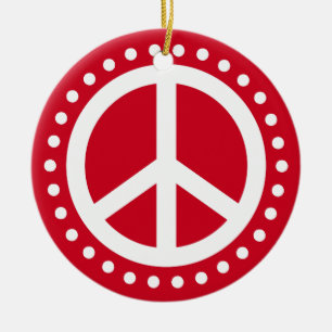 Décoration En Céramique Paix sur Terre Pointe rouge et blanche