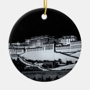 Décoration En Céramique Palais de Lhassa et Potala la nuit, Tibet (Himalay