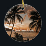 Décoration En Céramique Palmiers Tropical Sunset Beach USVI<br><div class="desc">Tropical Sunset Beach Palm Trees USVI Ceramic Ornament - ce décor romantique a été photographié à Cane Bay dans les îles Vierges américaines de Sainte-Croix. J'adore comment le coucher du soleil, les palmiers et à flanc de colline se rassemblent pour faire une photo relaxante du coucher du soleil. J'espère qu'il...</div>