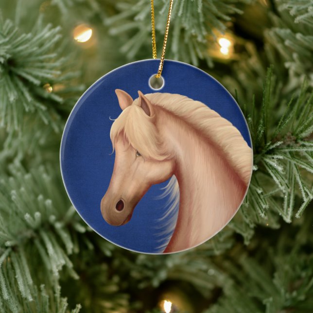 Décoration En Céramique Palomino Personnalisé Pony Rouge Blanc Bleu Cheval (Arbre)