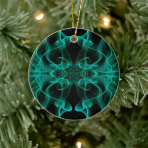 Décoration En Céramique Panaches de Fumée Verte sur Fond Noir