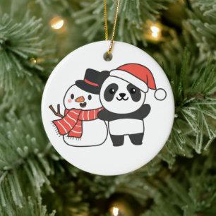 Décoration En Céramique Panda Avec Snowman En Hiver Pour La Céramique De N