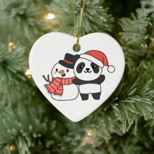 Décoration En Céramique Panda Avec Snowman En Hiver Pour La Céramique De N