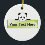 Décoration En Céramique Panda Banner<br><div class="desc">Cute panda cartoon illustration with banner. Customizable background color.</div>