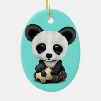 Décoration En Céramique Panda mignon de bébé avec du ballon de football du