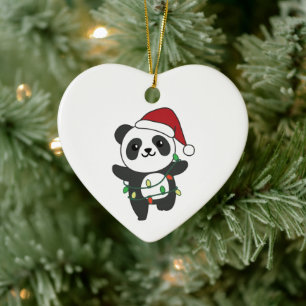 Décoration En Céramique Panda Noël Animaux d'hiver Pandas Orna en céramiqu