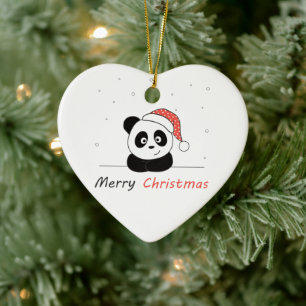 Décoration En Céramique Panda Noël Neige Hiver Animaux Pandas Céramique