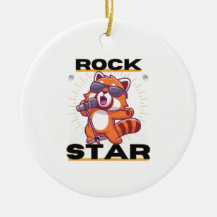Décoration En Céramique Panda rouge : Rock Star