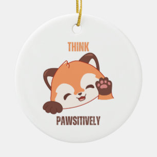 Décoration En Céramique Panda roux : Pensez positivement avec les pattes