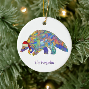 Décoration En Céramique Pangolin Santa Mignon Animal en Voie de Disparitio