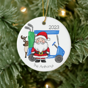 Décoration En Céramique Panier de golf Preppy personnalisé Père Noël Reind