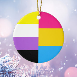 Décoration En Céramique Pansexuel non binaire à double fierté drapeau Noël