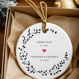 Décoration En Céramique Papa maman Grand-mère Grand-père Année Est.