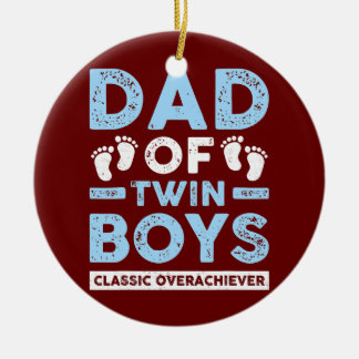 Décoration En Céramique Papa Of Twin Boys Classic Overachiever Funny Twin