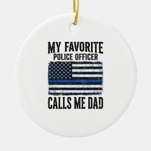 Décoration En Céramique Papa officier de police ligne bleue mince vecteur 
