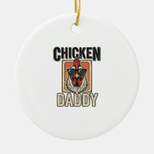 Décoration En Céramique Papa Poule Drôle Coq Vintage Vecteur Chemise_1