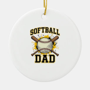 Décoration En Céramique Papa Softball Vintage Varsity Dessin Bats Croisés_