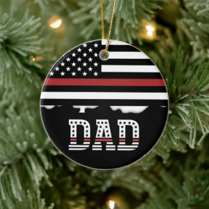 Décoration En Céramique Papa Thin Red Line Pompier papa Cadeaux