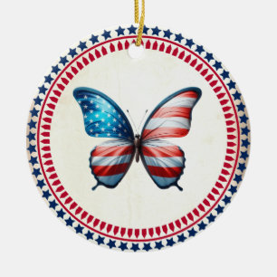 Décoration En Céramique papillon 4 juillet patriotique américain