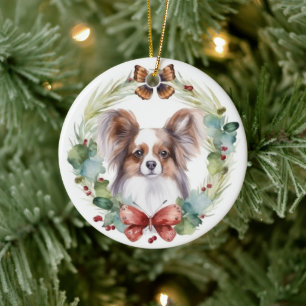 Décoration En Céramique Papillon Christmas Wreath Festive Pup